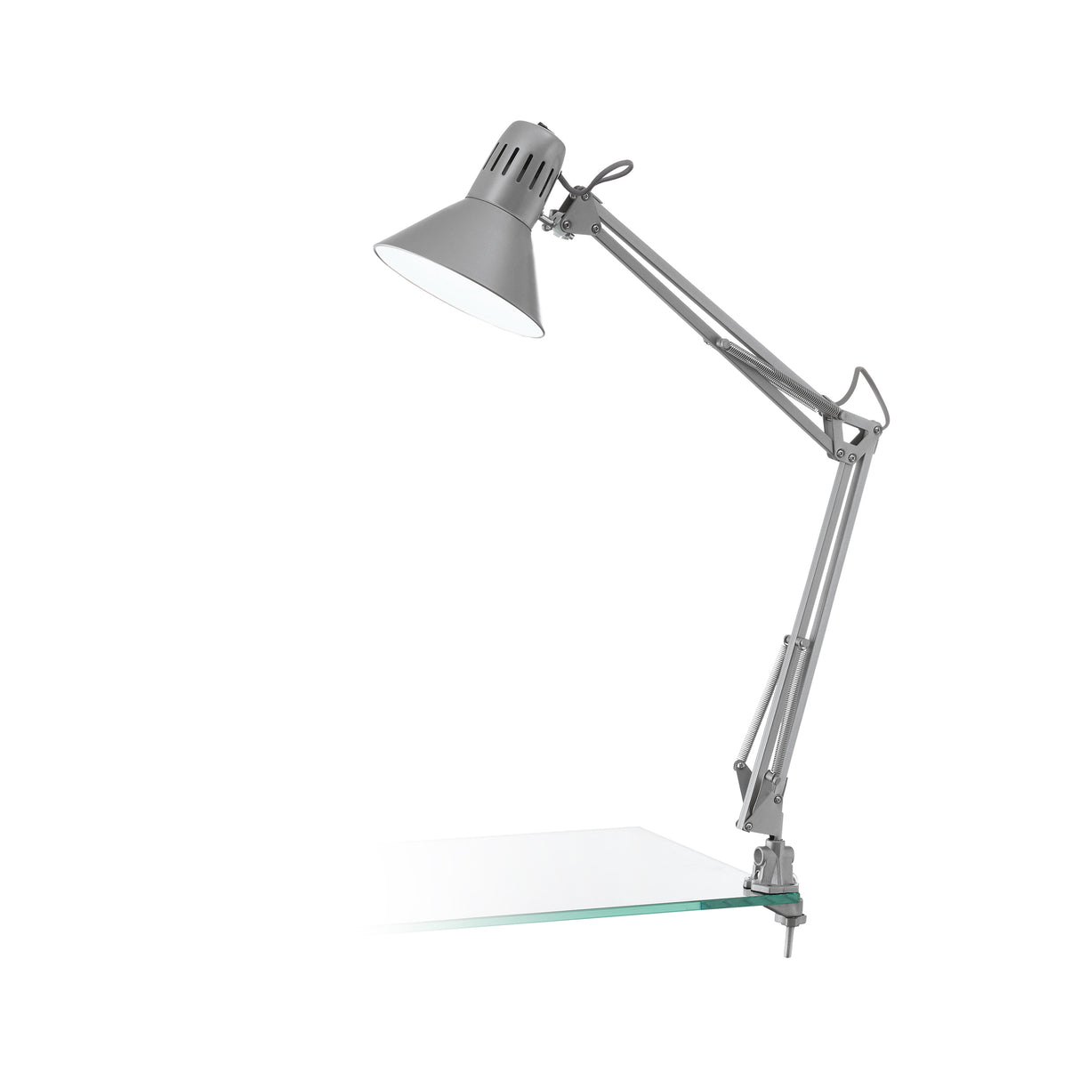 Eglo EU FIRMO Table Lamp – Adjustable Desk Light, Silver Finish, E27, Rocker Switch, Office Lighting