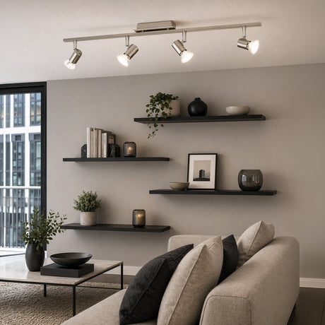 Eglo EU Rotello Steel Satin Nickel & Chrome LED 4-Light Spotlight
