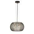 Cage 4Lt Pendant - Black Metal & Crystal Glass