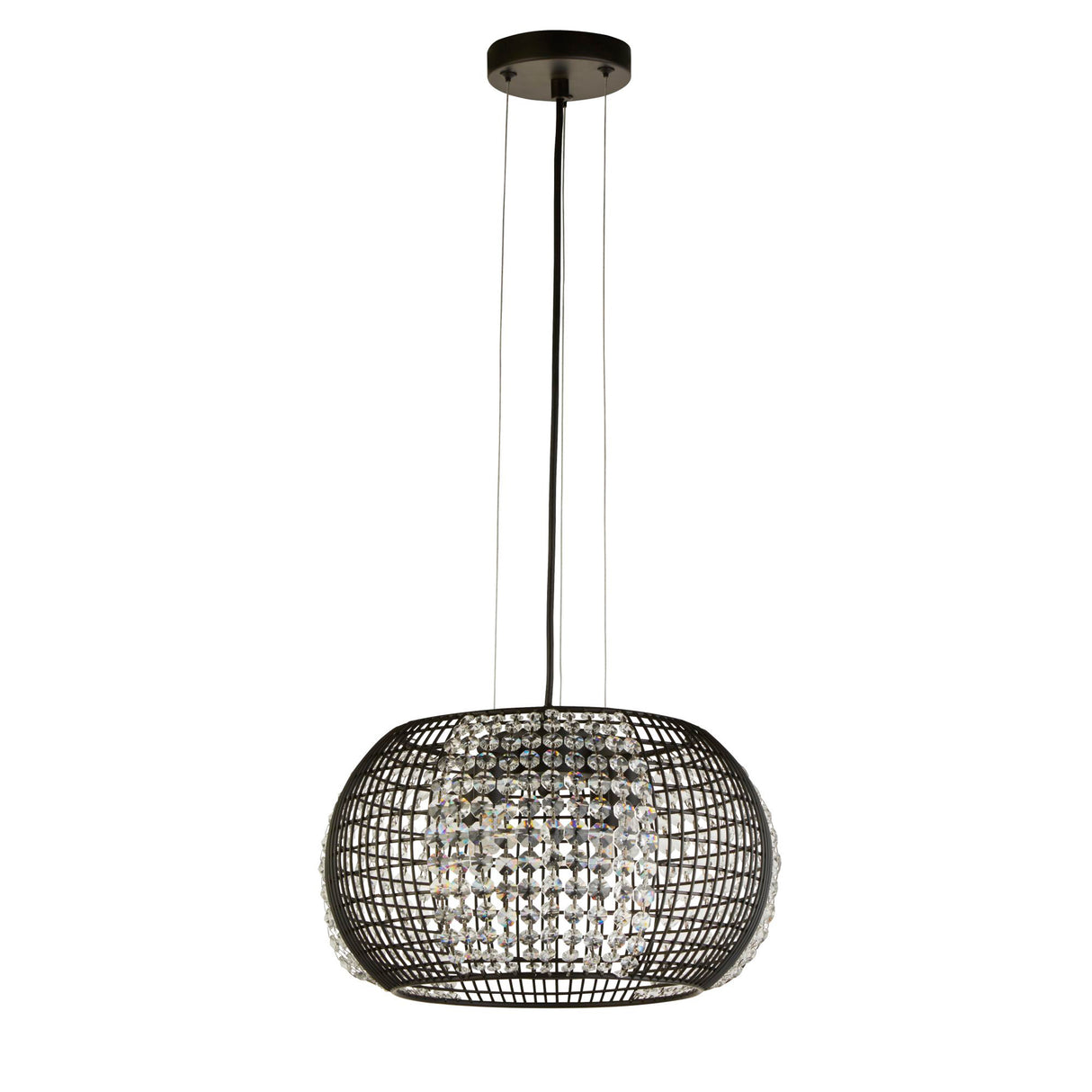 Searchlight Electric Cage 4Lt Pendant - Black Metal & Crystal Glass 9094-4BK