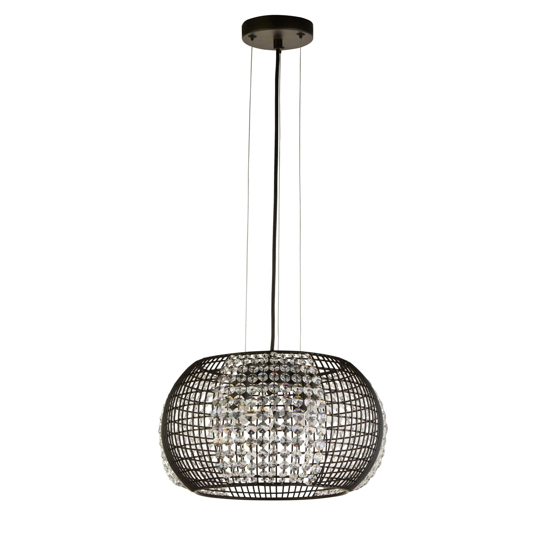 Searchlight Electric Cage 4Lt Pendant - Black Metal & Crystal Glass 9094-4BK
