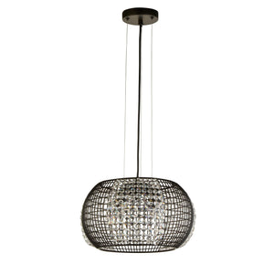 Searchlight Electric Cage 4Lt Pendant - Black Metal & Crystal Glass 9094-4BK