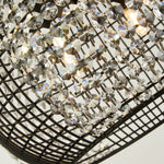 Searchlight Electric Cage 4Lt Pendant - Black Metal & Crystal Glass 9094-4BK