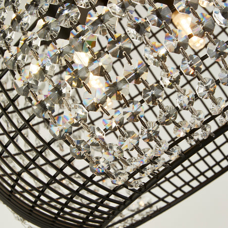 Searchlight Electric Cage 4Lt Pendant - Black Metal & Crystal Glass 9094-4BK