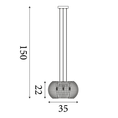 Searchlight Electric Cage 4Lt Pendant - Black Metal & Crystal Glass 9094-4BK