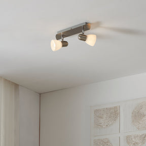 Eglo EU ENEA Spotlight Bar – Satin Nickel Steel with Satin Glass Shades, 3?Light E14, Indoor Ceiling Spot