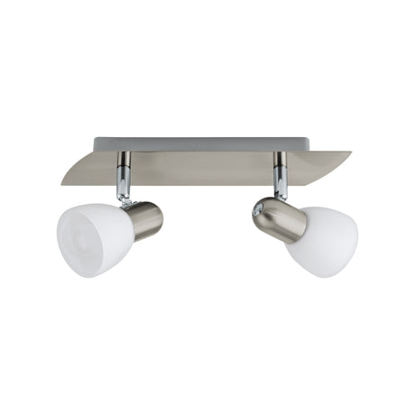 Eglo EU ENEA Spotlight Bar – Satin Nickel Steel with Satin Glass Shades, 3?Light E14, Indoor Ceiling Spot