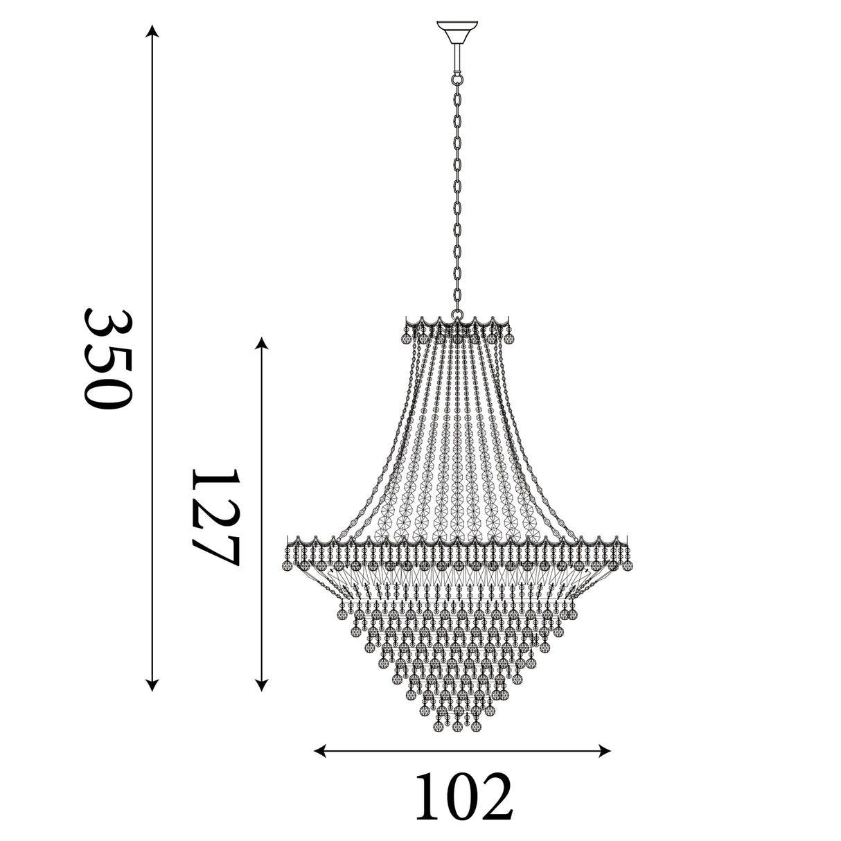 Searchlight Electric Versailles  19Lt Chandelier  - Chrome Metal & Crystal 9112-102CC