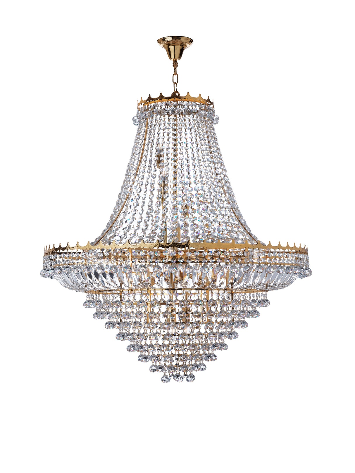 Searchlight Electric Versailles  19Lt Chandelier  - Gold Metal & Crystal 9112-102GO