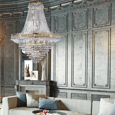 Searchlight Electric Versailles  19Lt Chandelier  - Gold Metal & Crystal 9112-102GO