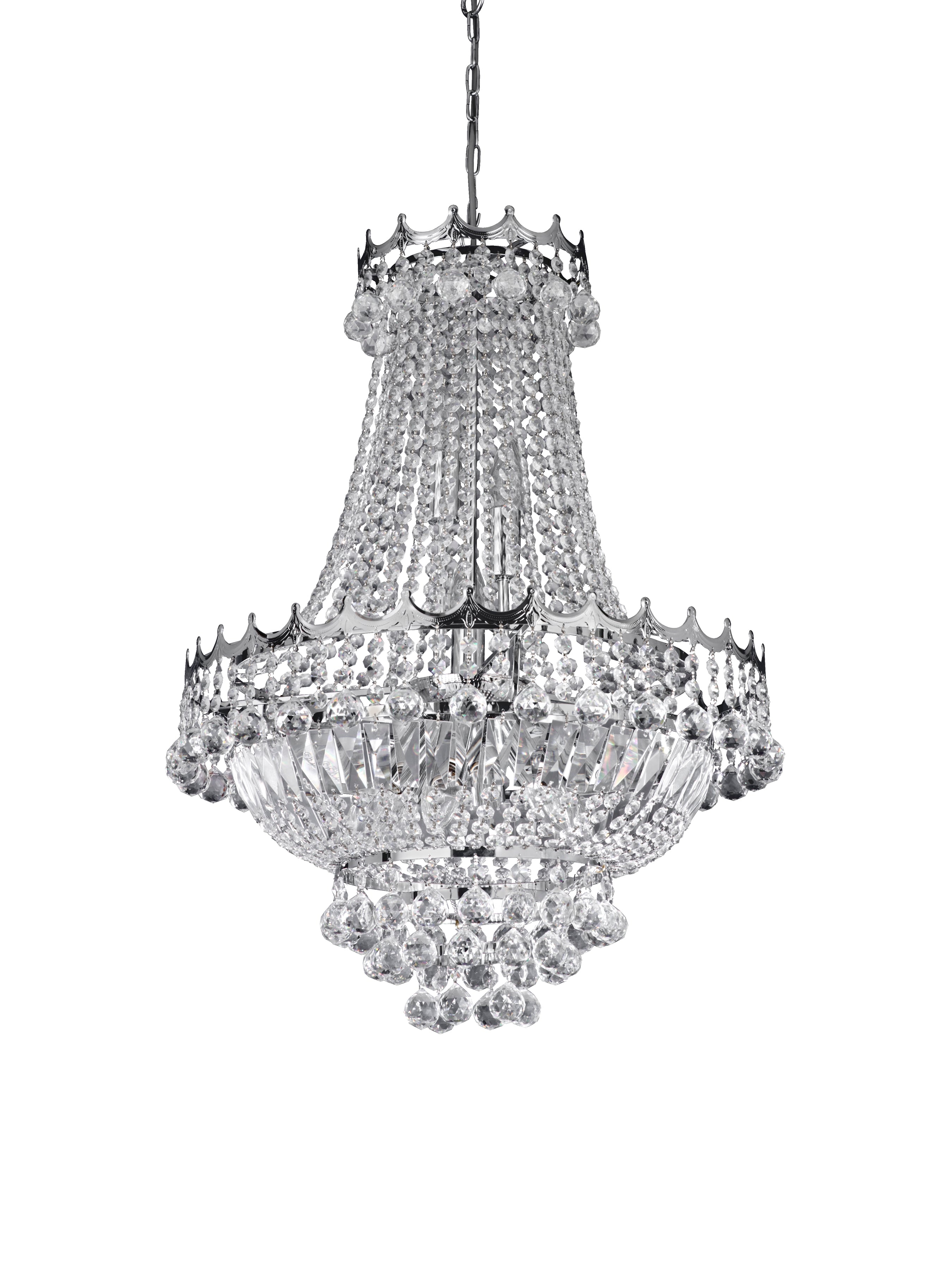 Versailles  9Lt Chandelier  - Chrome Metal & Crystal