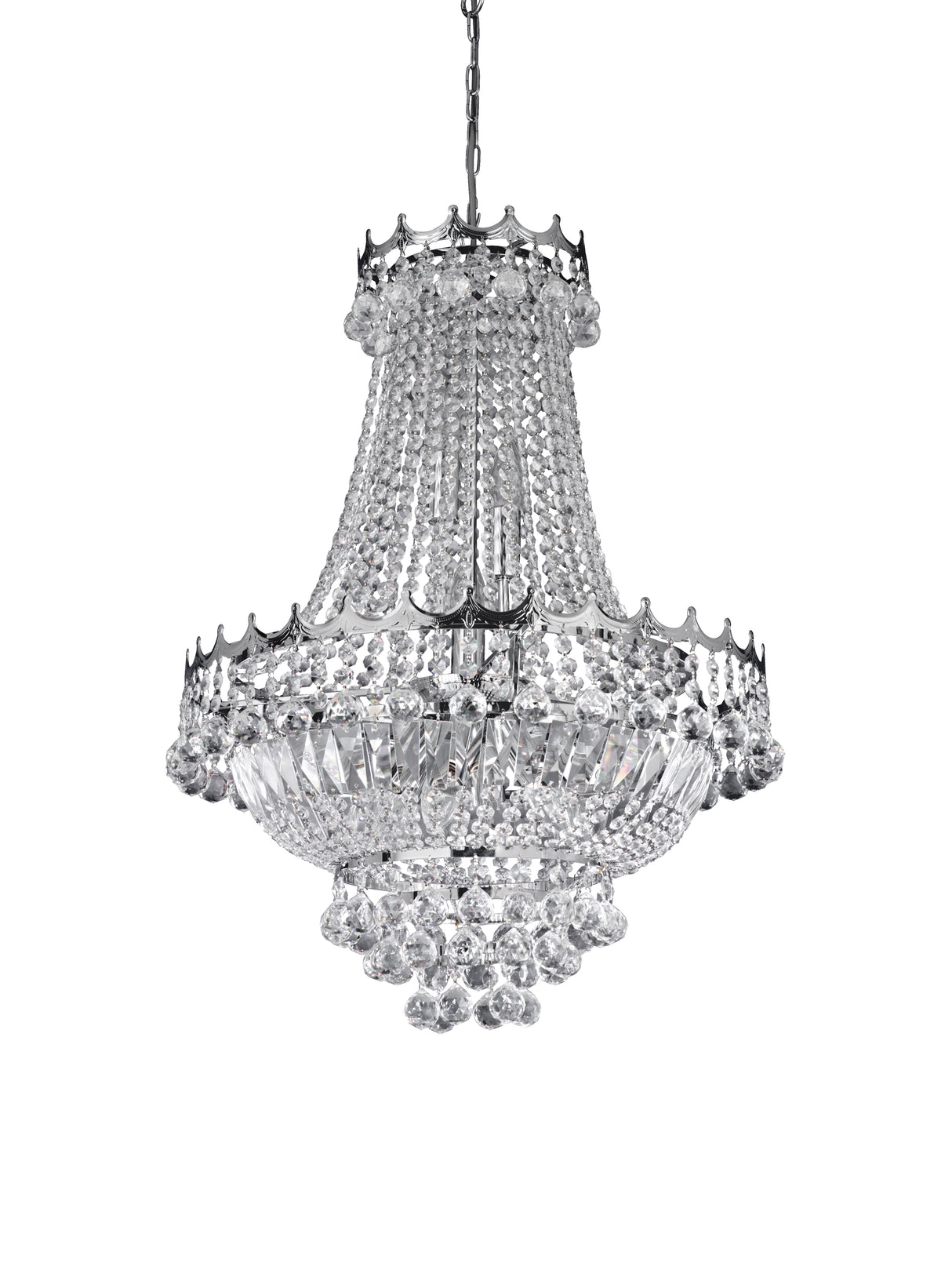 Versailles  9Lt Chandelier  - Chrome Metal & Crystal