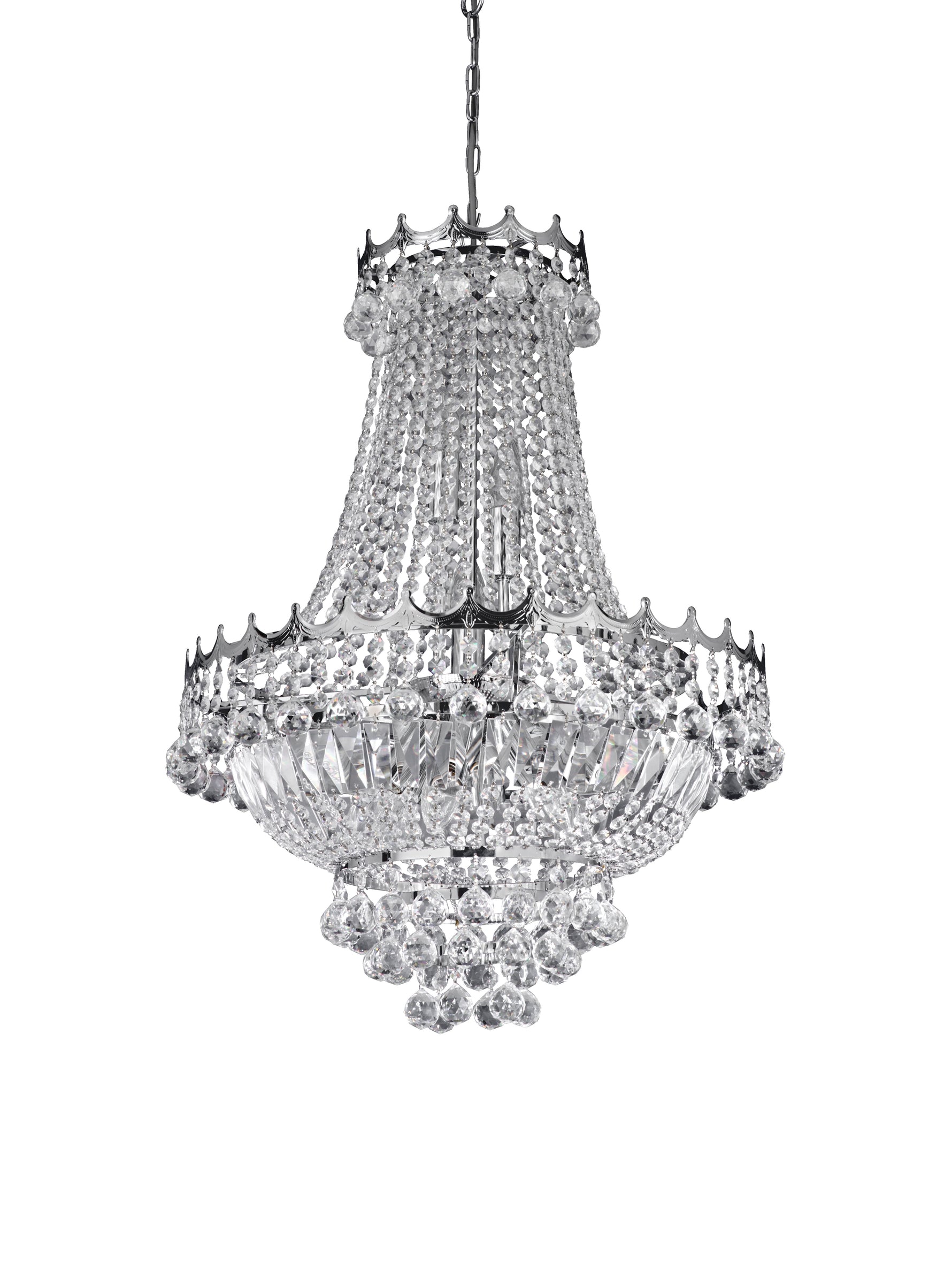 Versailles  9Lt Chandelier  - Chrome Metal & Crystal