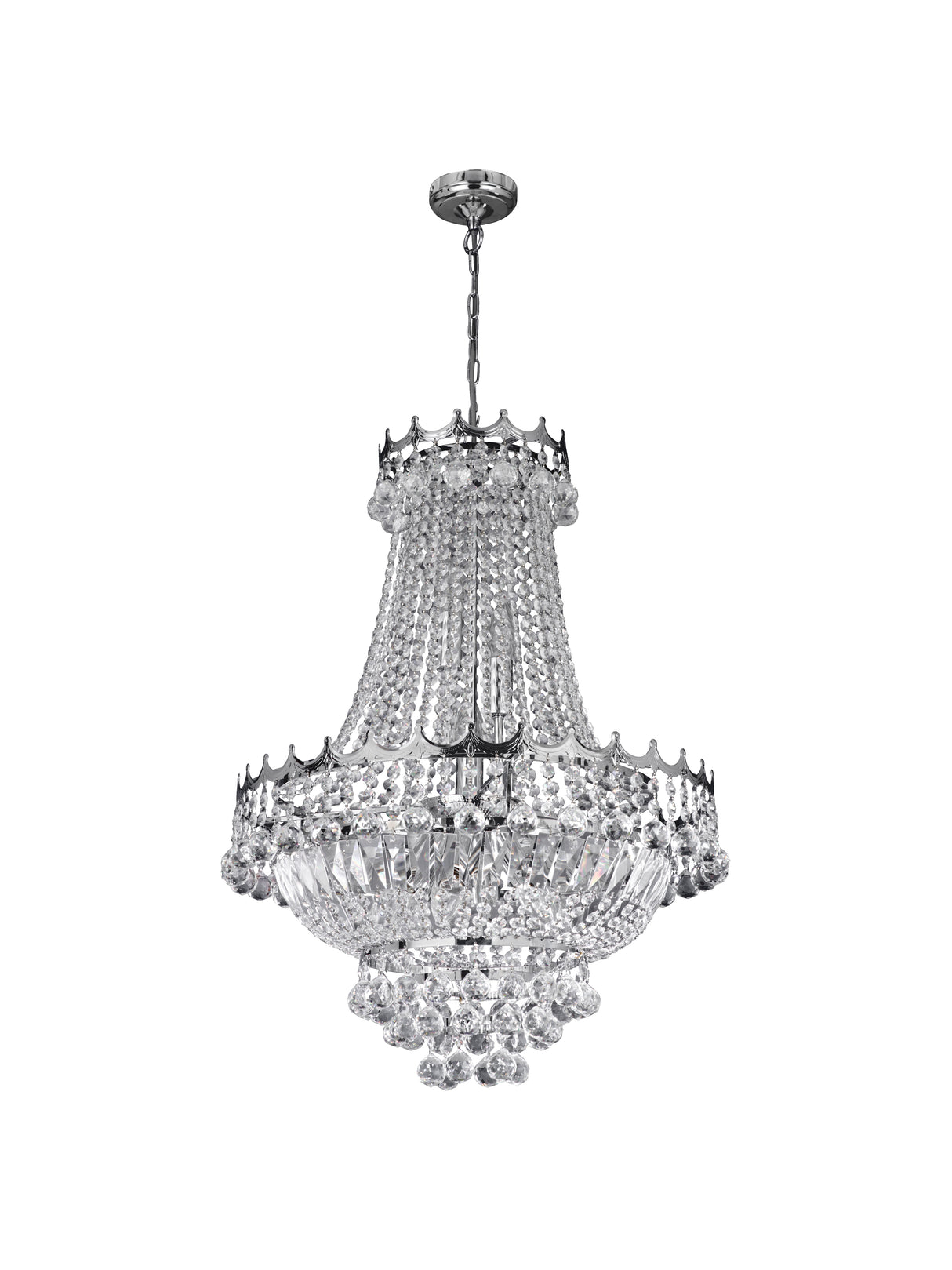 Searchlight Electric Versailles  9Lt Chandelier  - Chrome Metal & Crystal 9112-52CC