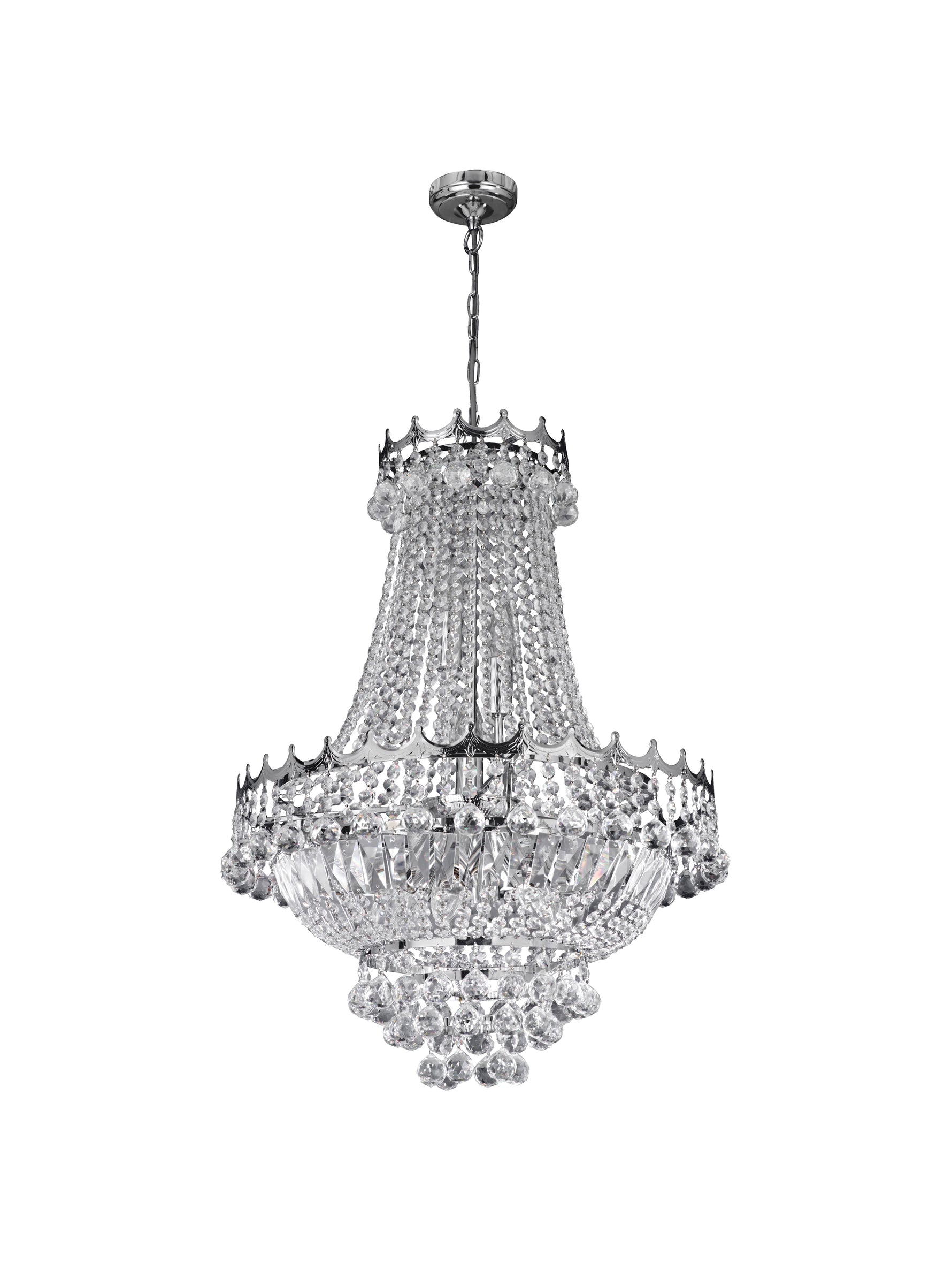 Searchlight Electric Versailles  9Lt Chandelier  - Chrome Metal & Crystal 9112-52CC