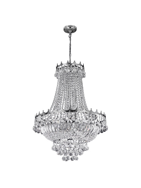 Searchlight Electric Versailles  9Lt Chandelier  - Chrome Metal & Crystal 9112-52CC