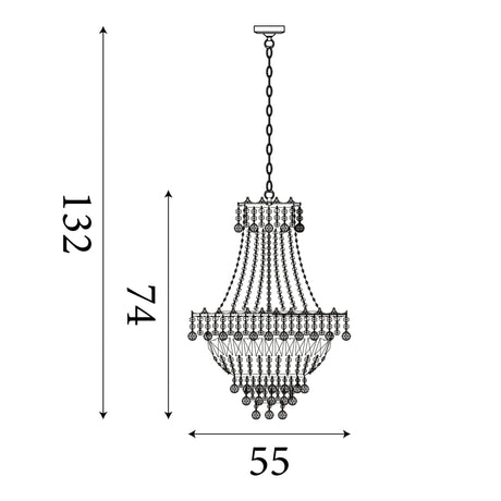 Searchlight Electric Versailles  9Lt Chandelier  - Chrome Metal & Crystal 9112-52CC