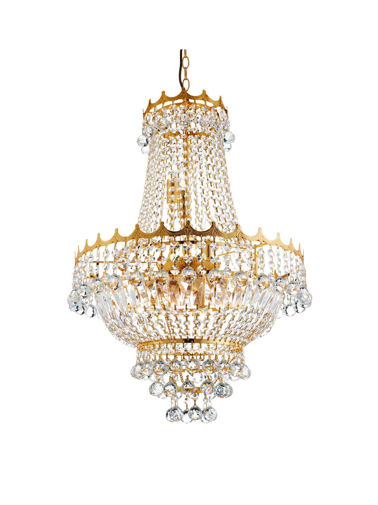Versailles  9Lt Chandelier  - Gold Metal & Crystal