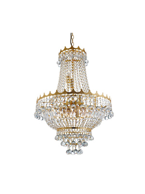 Searchlight Electric Versailles  9Lt Chandelier  - Gold Metal & Crystal 9112-52GO