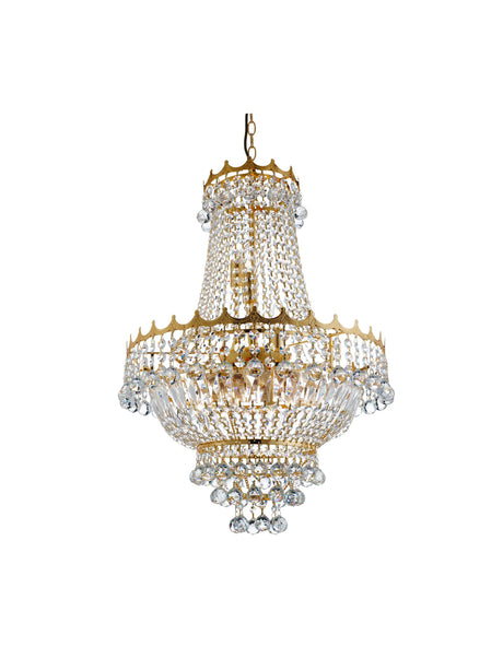 Searchlight Electric Versailles  9Lt Chandelier  - Gold Metal & Crystal 9112-52GO