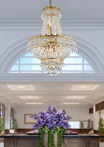 Searchlight Electric Versailles  9Lt Chandelier  - Gold Metal & Crystal 9112-52GO
