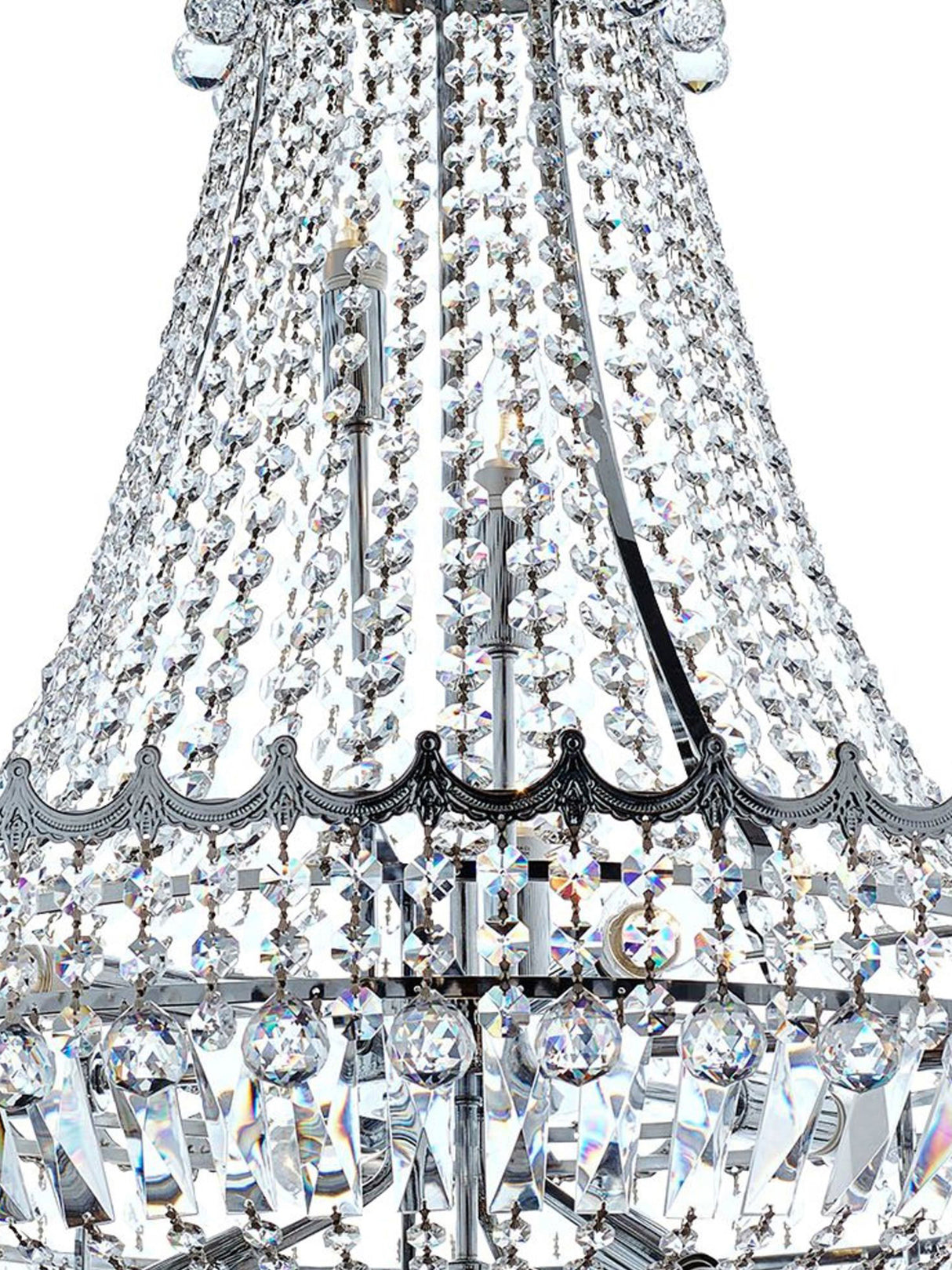 Searchlight Electric Versailles  13Lt Chandelier  - Chrome Metal & Crystal 9112-82CC