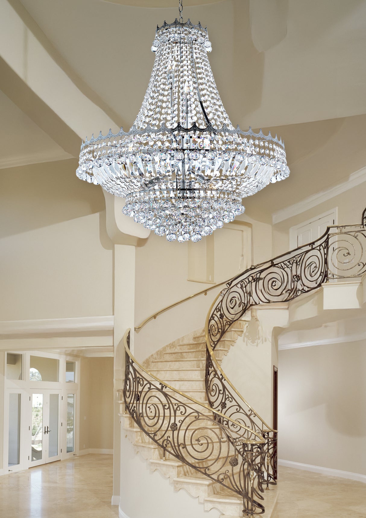 Searchlight Electric Versailles  13Lt Chandelier  - Chrome Metal & Crystal 9112-82CC