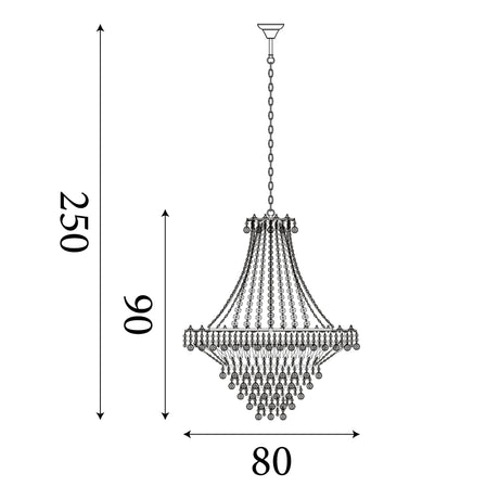 Searchlight Electric Versailles  13Lt Chandelier  - Chrome Metal & Crystal 9112-82CC