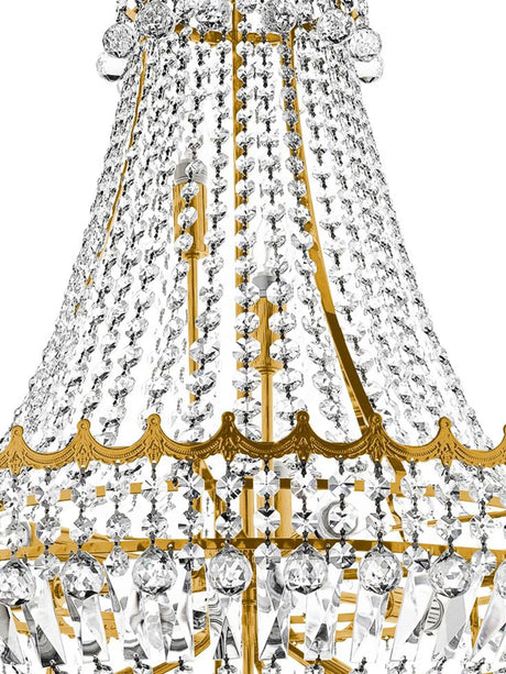 Searchlight Electric Versailles  13Lt Chandelier  - Gold Metal & Crystal 9112-82GO