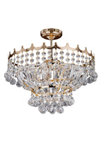 Searchlight Electric Versailles 5Lt Semi-Flush Chandelier - Gold Metal & Crystal 9113-39GO