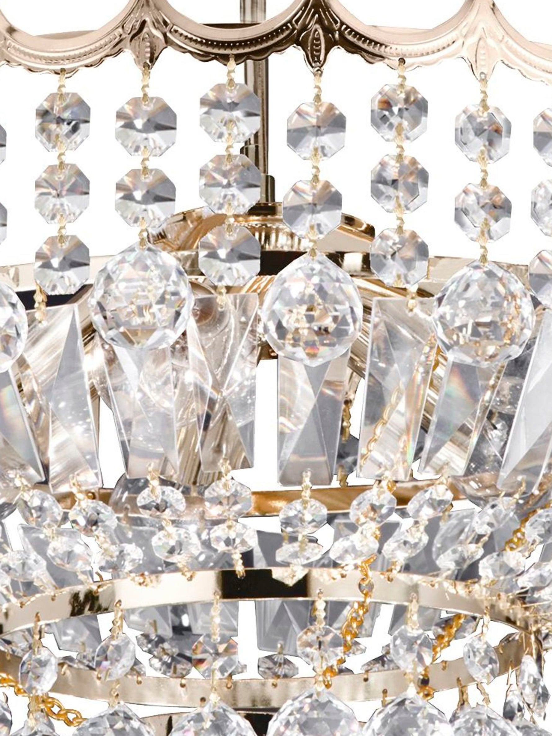 Searchlight Electric Versailles 5Lt Semi-Flush Chandelier - Gold Metal & Crystal 9113-39GO