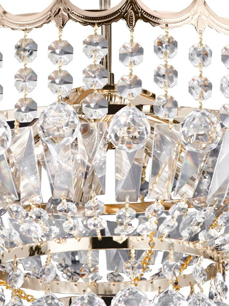 Searchlight Electric Versailles 5Lt Semi-Flush Chandelier - Gold Metal & Crystal 9113-39GO