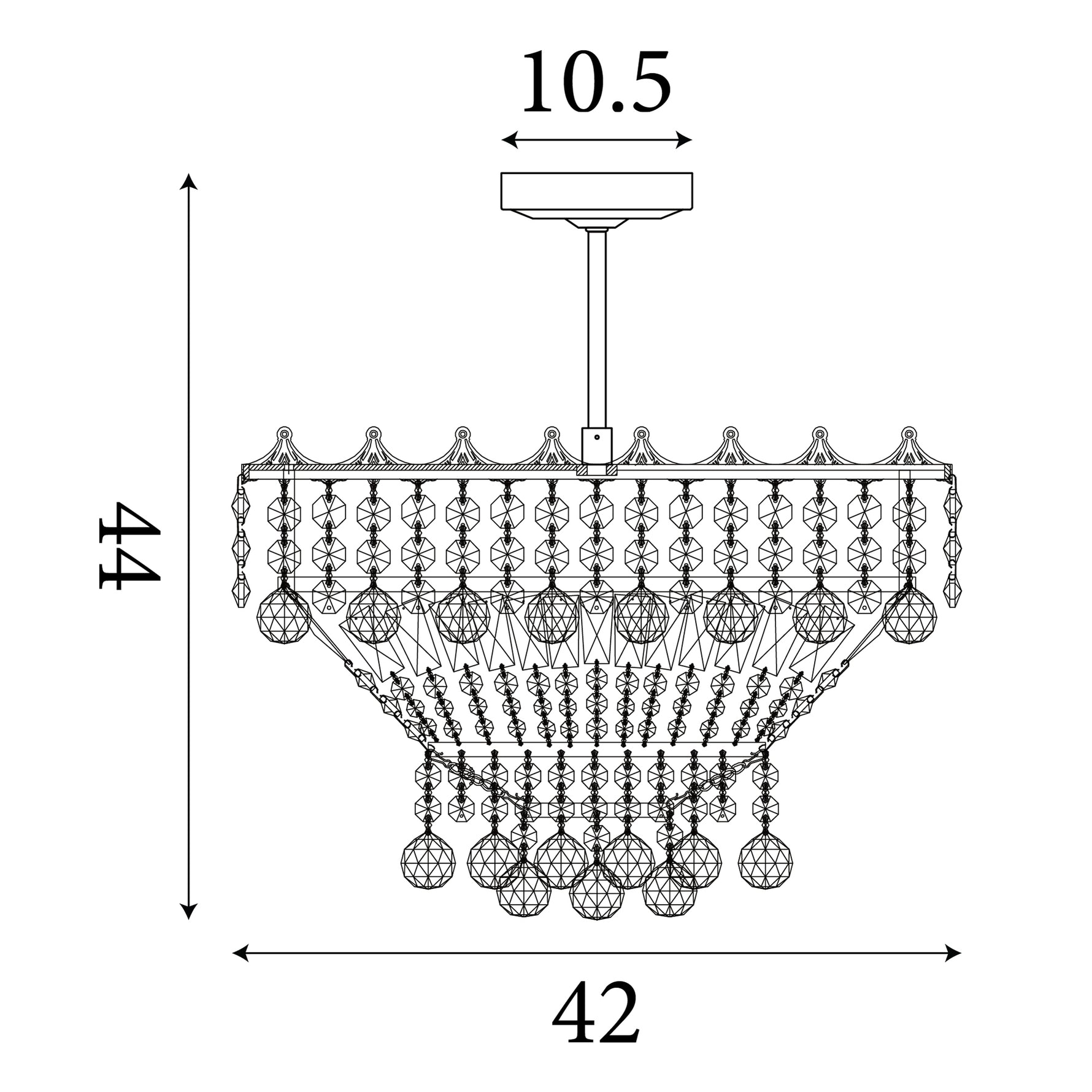Searchlight Electric Versailles 5Lt Semi-Flush Chandelier - Gold Metal & Crystal 9113-39GO