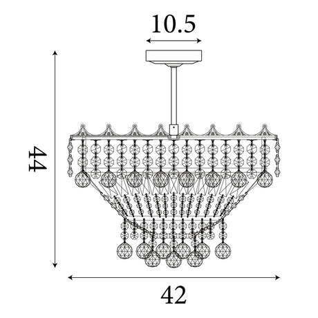 Searchlight Electric Versailles 5Lt Semi-Flush Chandelier - Gold Metal & Crystal 9113-39GO