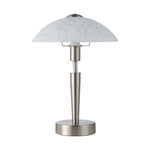 Eglo EU SOLO Table Lamp – Satin Nickel Steel with Decorative Satin Glass, Touch Dimmer, E14, Indoor Lighting