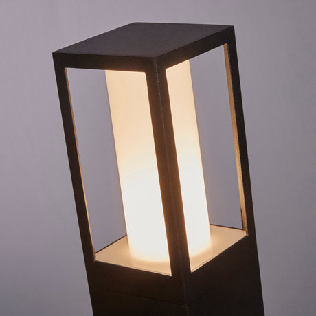 Searchlight Electric Avenue Outdoor Post - Black Metal & Matt White Polycarbonate 91251-730