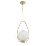 Searchlight Electric Avalon  Pendant  - Gold Metal & Opal Glass 9171-1GO