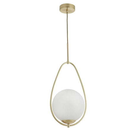 Searchlight Electric Avalon  Pendant  - Gold Metal & Opal Glass 9171-1GO