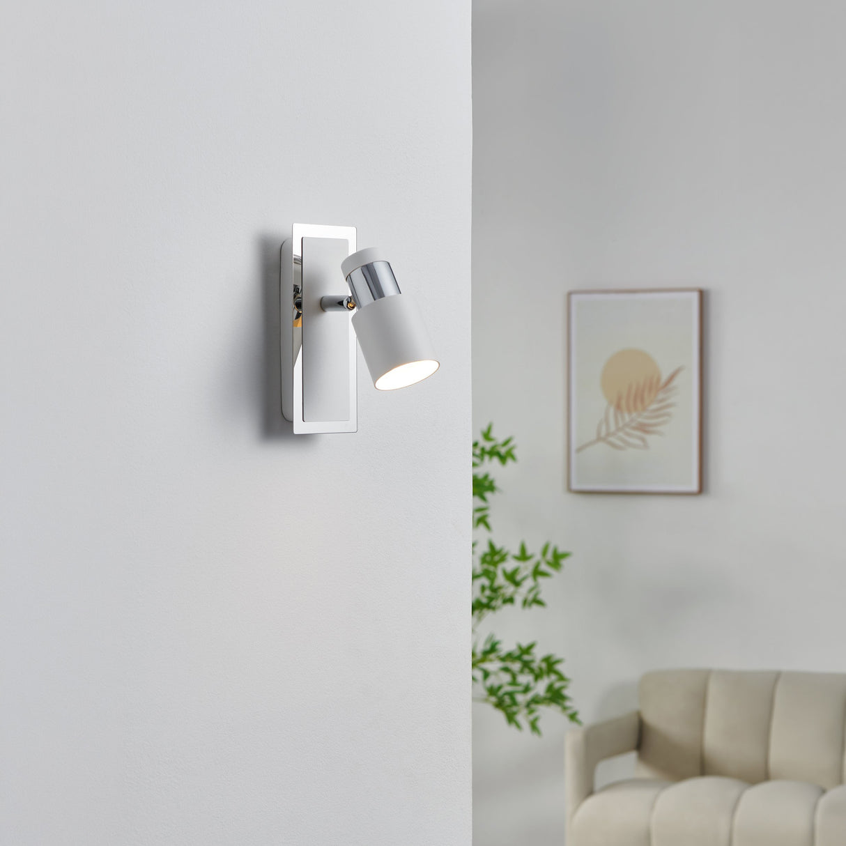 Eglo EU Davida Steel Chrome & White LED Single Wall Spotlight