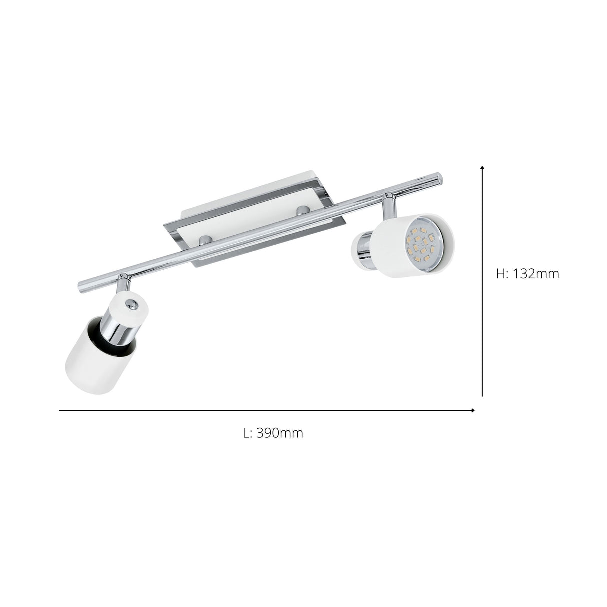 Eglo EU Davida Steel Chrome & White LED 2-Light Ceiling Spotlight