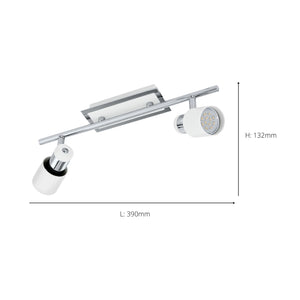 Eglo EU Davida Steel Chrome & White LED 2-Light Ceiling Spotlight