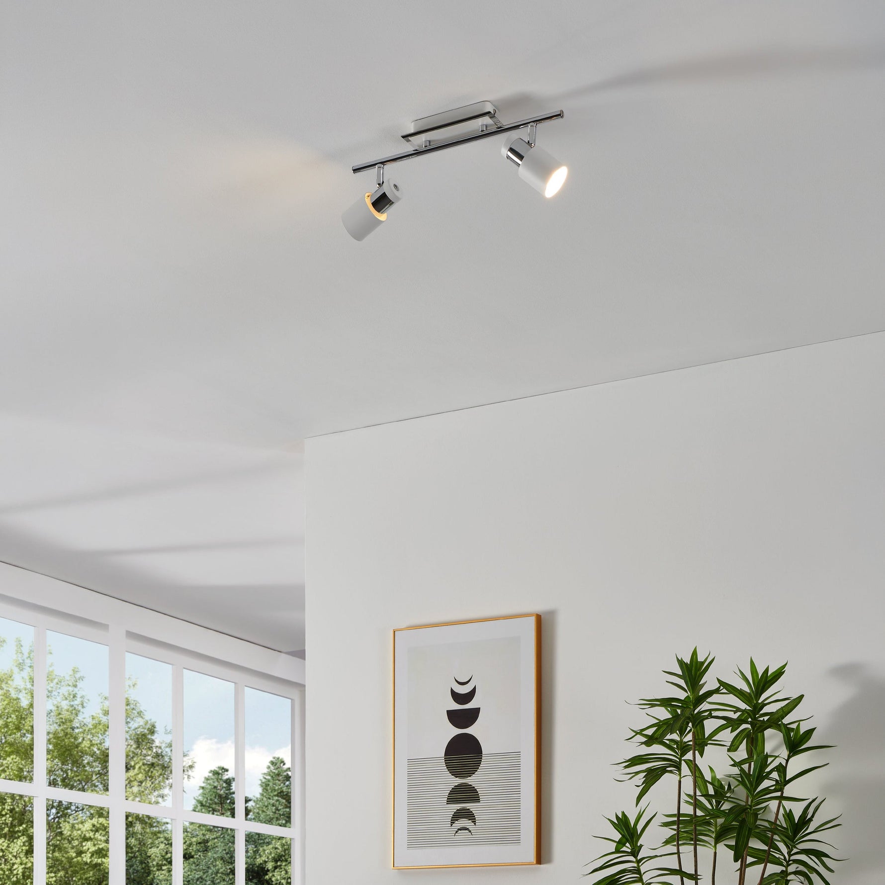 Eglo EU Razoni White Metal And Glass 1 Light Ceiling Fitting, (D) 19cm product image - Endon Lighting from First Light Direct with great prices and fast UK delivery
