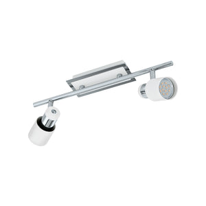 Eglo EU Davida Steel Chrome & White LED 2-Light Ceiling Spotlight