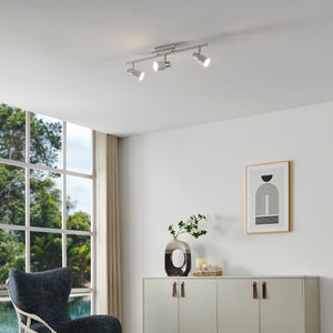 Eglo EU Davida Steel Chrome & White LED 3-Light Ceiling Spotlight