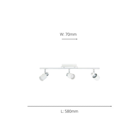 Eglo EU Davida Steel Chrome & White LED 3-Light Ceiling Spotlight