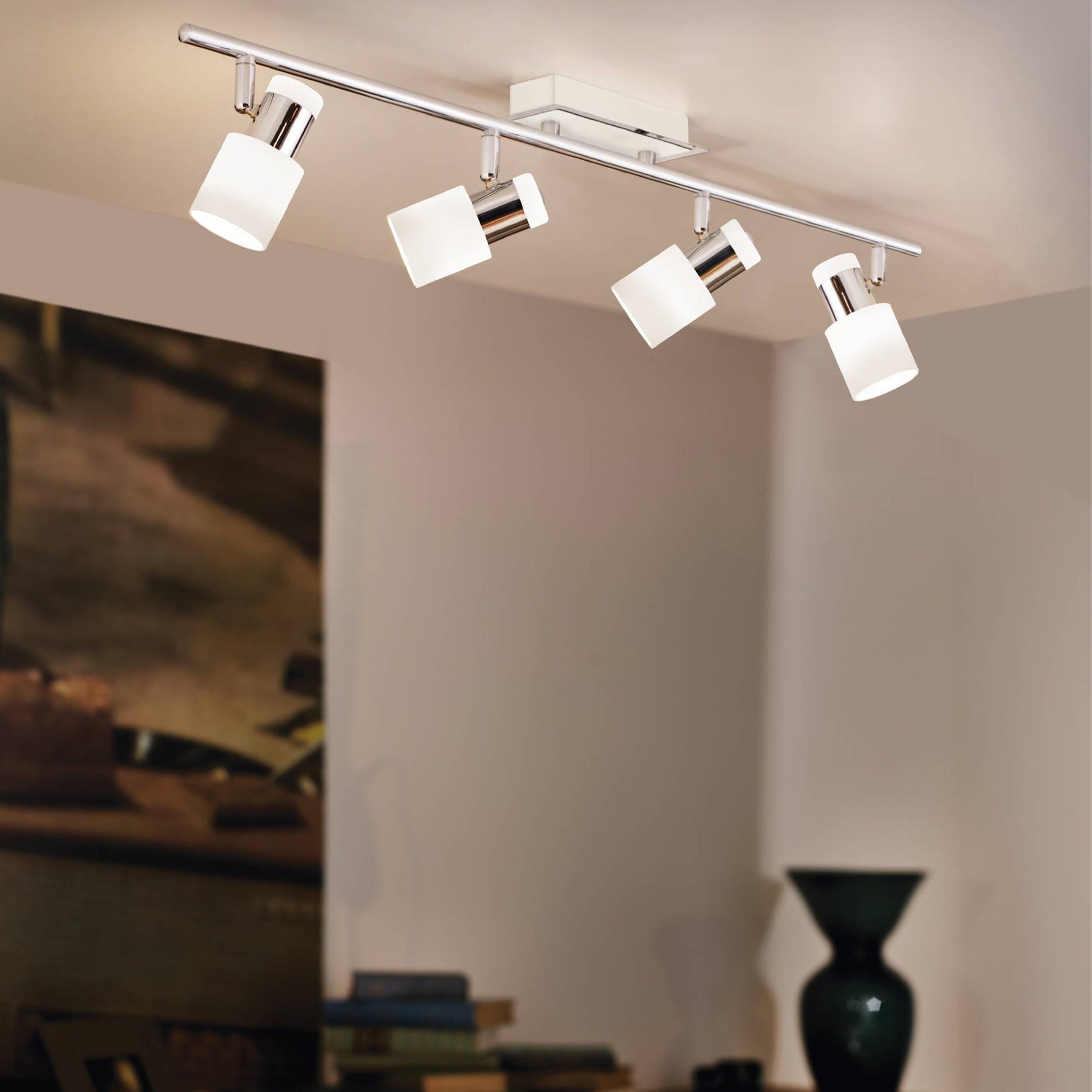 Eglo EU Berregas Smoke And Black Glass And Metal 3 Light Spot Light, (L) 77.5cm product image - Endon Lighting from First Light Direct with great prices and fast UK delivery
