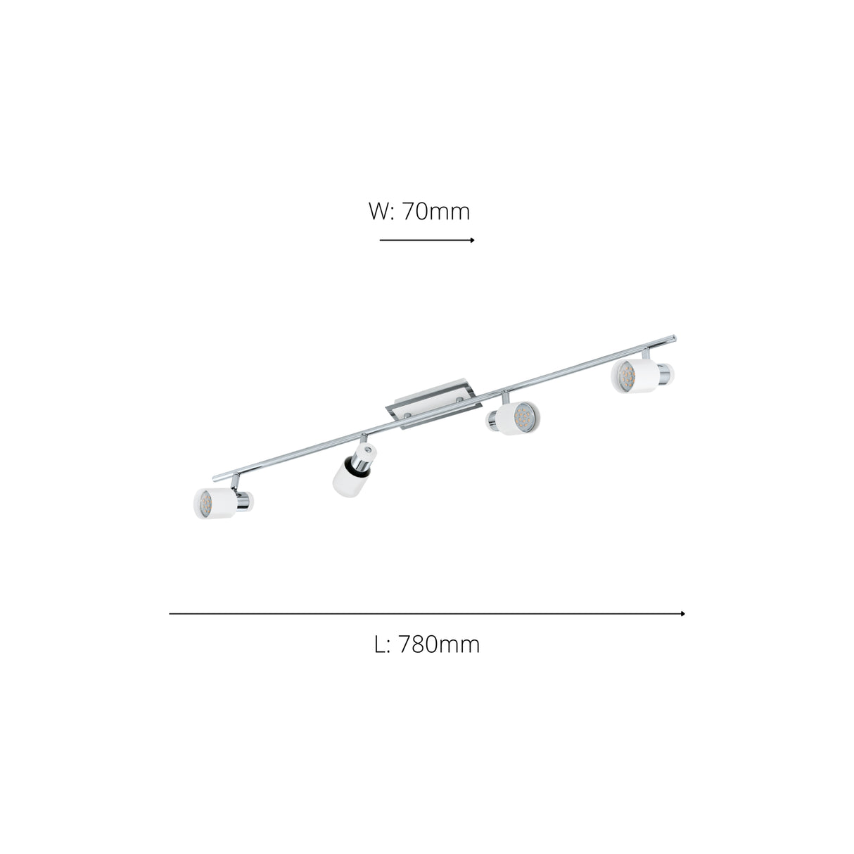 Eglo EU Davida 1 Steel Chrome & White LED 4-Light Ceiling Spotlight
