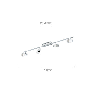 Eglo EU Davida 1 Steel Chrome & White LED 4-Light Ceiling Spotlight