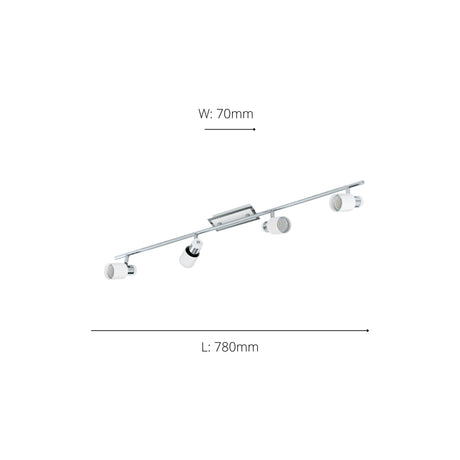 Eglo EU Davida 1 Steel Chrome & White LED 4-Light Ceiling Spotlight