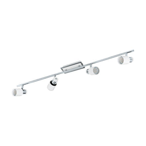 Eglo EU Davida 1 Steel Chrome & White LED 4-Light Ceiling Spotlight
